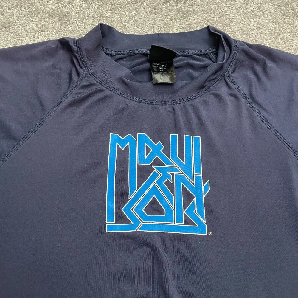 Maui And Sons Rash Guard Swimwear Mens Small Navy Blue Half Sleeve UV Protect